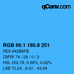 Color code: RGB 66.1 180.8 251 | qconv.com
