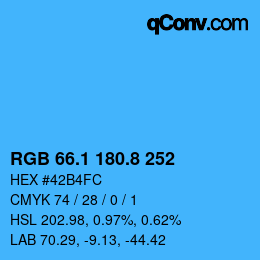 カラーコード: RGB 66.1 180.8 252 | qconv.com