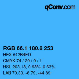 カラーコード: RGB 66.1 180.8 253 | qconv.com