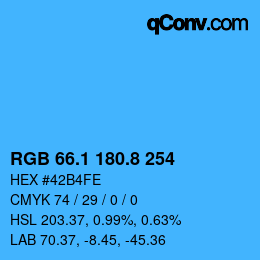 Color code: RGB 66.1 180.8 254 | qconv.com
