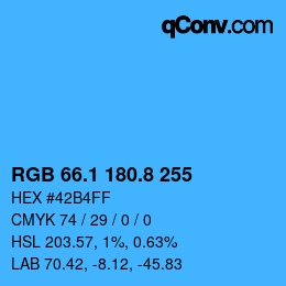 Color code: RGB 66.1 180.8 255 | qconv.com