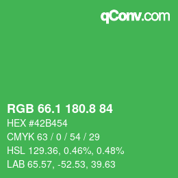 カラーコード: RGB 66.1 180.8 84 | qconv.com
