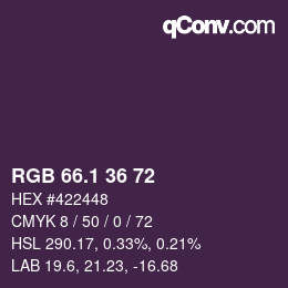 カラーコード: RGB 66.1 36 72 | qconv.com