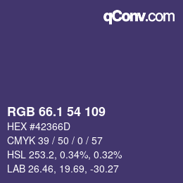 カラーコード: RGB 66.1 54 109 | qconv.com