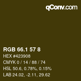 カラーコード: RGB 66.1 57 8 | qconv.com