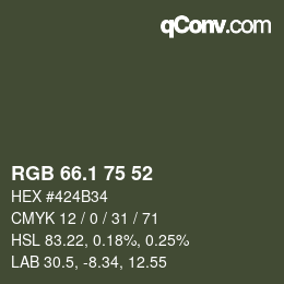 カラーコード: RGB 66.1 75 52 | qconv.com