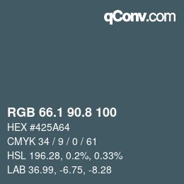 カラーコード: RGB 66.1 90.8 100 | qconv.com
