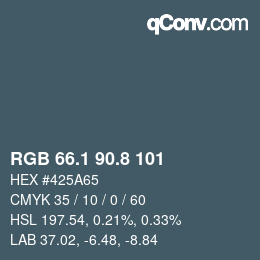 カラーコード: RGB 66.1 90.8 101 | qconv.com