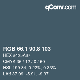 Color code: RGB 66.1 90.8 103 | qconv.com
