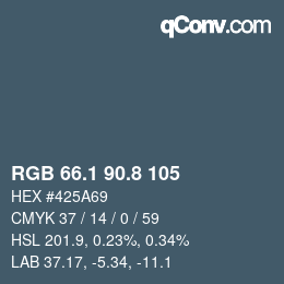 カラーコード: RGB 66.1 90.8 105 | qconv.com