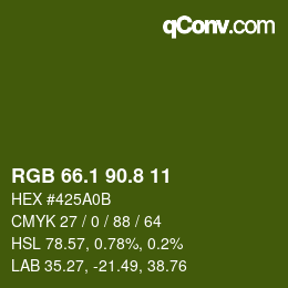 カラーコード: RGB 66.1 90.8 11 | qconv.com