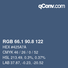 Color code: RGB 66.1 90.8 122 | qconv.com