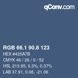 Color code: RGB 66.1 90.8 123 | qconv.com