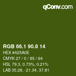 Color code: RGB 66.1 90.8 14 | qconv.com