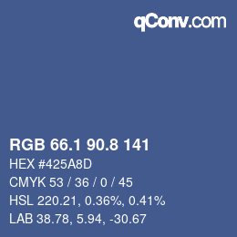 Color code: RGB 66.1 90.8 141 | qconv.com