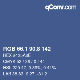 Color code: RGB 66.1 90.8 142 | qconv.com