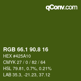 カラーコード: RGB 66.1 90.8 16 | qconv.com