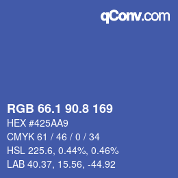Farbcode: RGB 66.1 90.8 169 | qconv.com