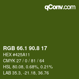 カラーコード: RGB 66.1 90.8 17 | qconv.com