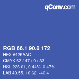 カラーコード: RGB 66.1 90.8 172 | qconv.com