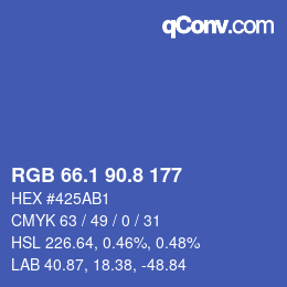 Color code: RGB 66.1 90.8 177 | qconv.com