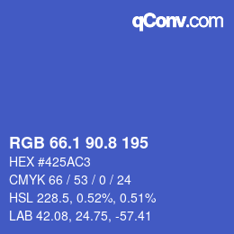 カラーコード: RGB 66.1 90.8 195 | qconv.com