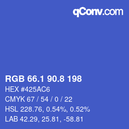 カラーコード: RGB 66.1 90.8 198 | qconv.com