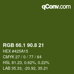 カラーコード: RGB 66.1 90.8 21 | qconv.com