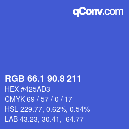 カラーコード: RGB 66.1 90.8 211 | qconv.com