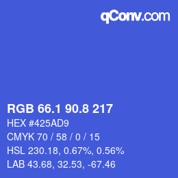 カラーコード: RGB 66.1 90.8 217 | qconv.com