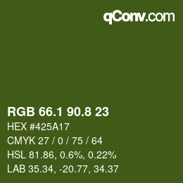 Color code: RGB 66.1 90.8 23 | qconv.com