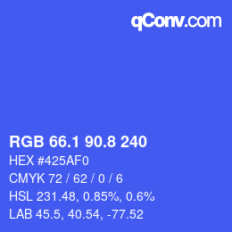 カラーコード: RGB 66.1 90.8 240 | qconv.com