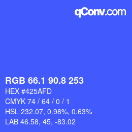 カラーコード: RGB 66.1 90.8 253 | qconv.com