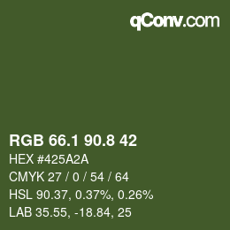 Color code: RGB 66.1 90.8 42 | qconv.com