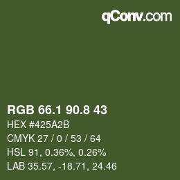 Color code: RGB 66.1 90.8 43 | qconv.com