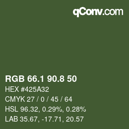 カラーコード: RGB 66.1 90.8 50 | qconv.com