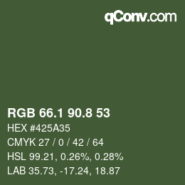 Color code: RGB 66.1 90.8 53 | qconv.com