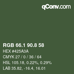 Color code: RGB 66.1 90.8 58 | qconv.com