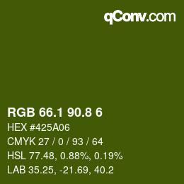 カラーコード: RGB 66.1 90.8 6 | qconv.com