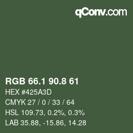 カラーコード: RGB 66.1 90.8 61 | qconv.com