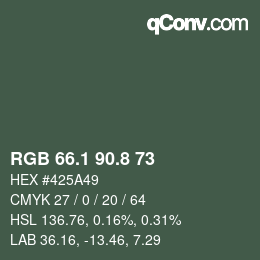 Color code: RGB 66.1 90.8 73 | qconv.com