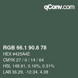 Color code: RGB 66.1 90.8 78 | qconv.com