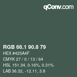 Color code: RGB 66.1 90.8 79 | qconv.com