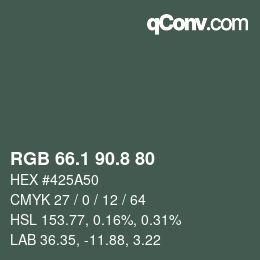カラーコード: RGB 66.1 90.8 80 | qconv.com