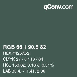 Color code: RGB 66.1 90.8 82 | qconv.com