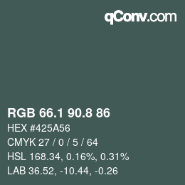 カラーコード: RGB 66.1 90.8 86 | qconv.com