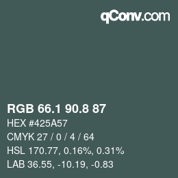 カラーコード: RGB 66.1 90.8 87 | qconv.com