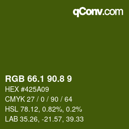 Color code: RGB 66.1 90.8 9 | qconv.com