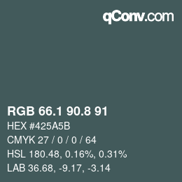 Color code: RGB 66.1 90.8 91 | qconv.com