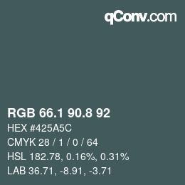 カラーコード: RGB 66.1 90.8 92 | qconv.com